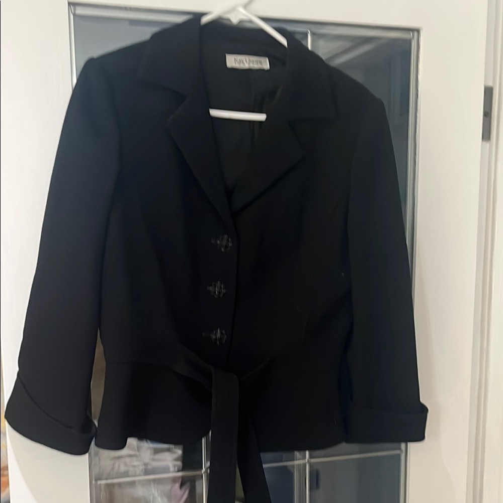 Kay Unger Black Wool Crepe Suit